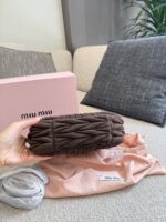 Miu Miu Small Hobo Bag Crumpled Lambskin With Suede Trim Luxuriously Soft Texture Stylish And Versatile - Image 5