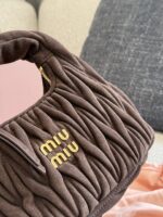 Miu Miu Small Hobo Bag Crumpled Lambskin With Suede Trim Luxuriously Soft Texture Stylish And Versatile - Image 6