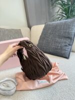 Miu Miu Small Hobo Bag Crumpled Lambskin With Suede Trim Luxuriously Soft Texture Stylish And Versatile - Image 7