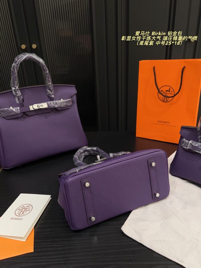 Hermès Birkin Platinum Bag Iris Purple Togo Silver Buckle Elegant And Sophisticated - Image 9