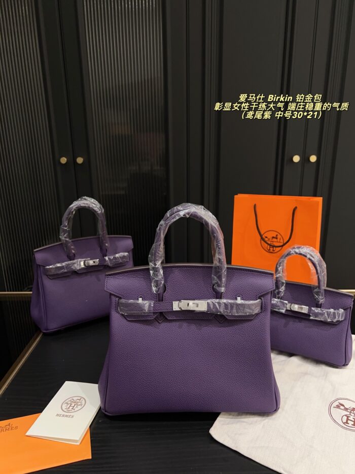 Hermès Birkin Platinum Bag Iris Purple Togo Silver Buckle Elegant And Sophisticated - Image 11