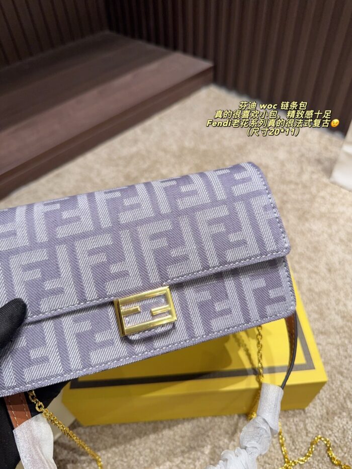 Fendi Monogram Series Woc Chain Bag Gold-Tone Chain For Crossbody Wear Exquisite Vintage Charm - Image 2
