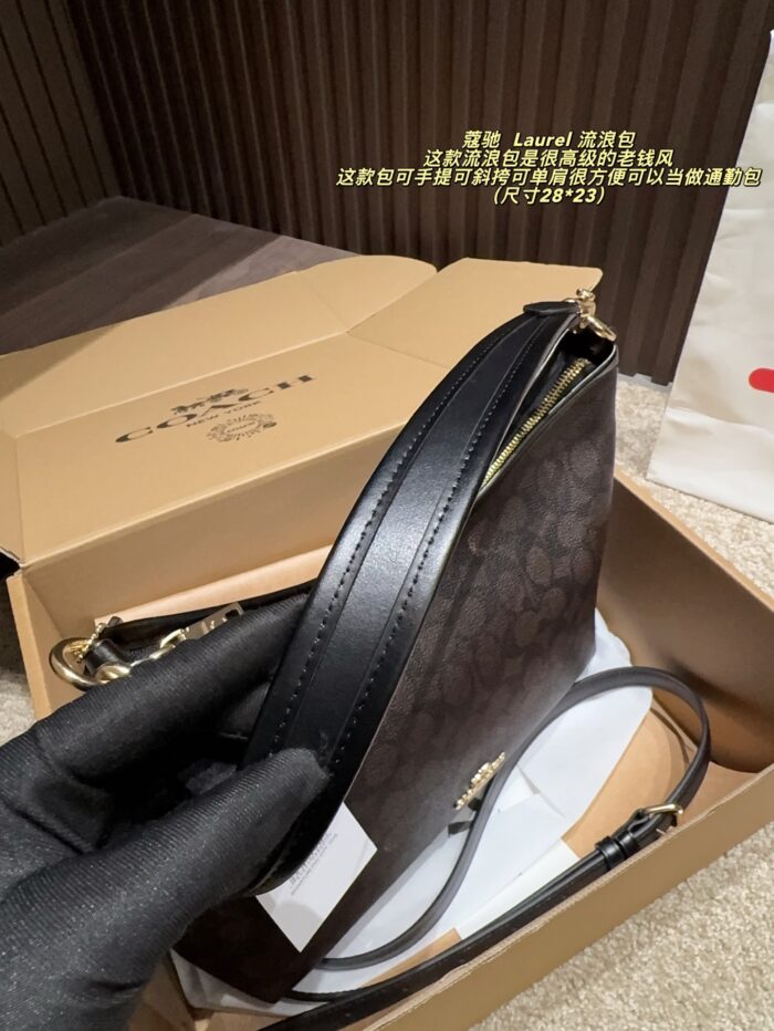 Coach Laurel Wander Bag - Vintage Print With Brown And Black Accents Classic Heritage Style Handheld, Crossbody, Or Shoulder Carry Commuter Bag Generous Capacity Zip Closure - Image 8