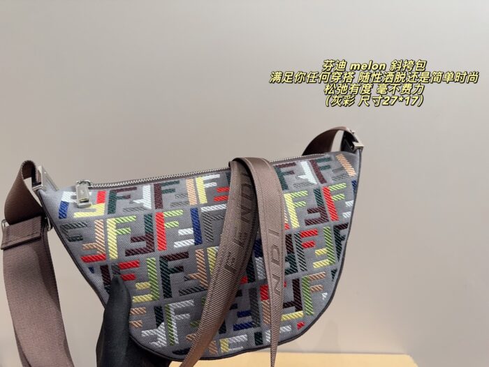 Fendi Melon Grey Crossbody Bag Effortlessly Chic With Relaxed Sophistication - Image 2