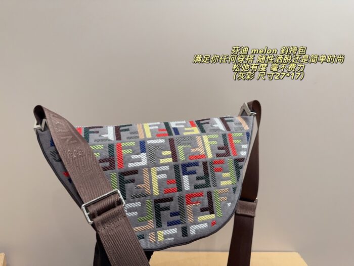 Fendi Melon Grey Crossbody Bag Effortlessly Chic With Relaxed Sophistication - Image 3