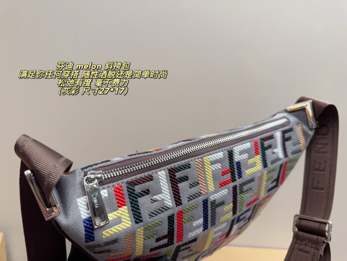 Fendi Melon Grey Crossbody Bag Effortlessly Chic With Relaxed Sophistication - Image 5