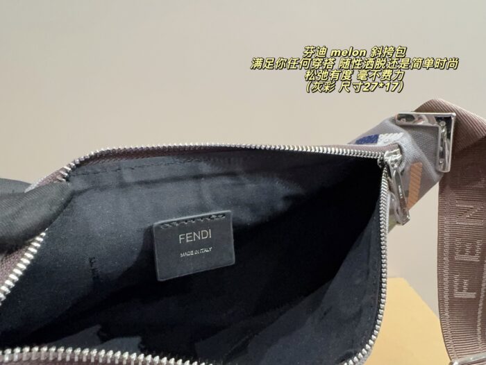 Fendi Melon Grey Crossbody Bag Effortlessly Chic With Relaxed Sophistication - Image 9