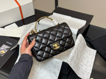Chanel 23S Handle Mini Cf Oiled Lambskin Vintage Twist-Lock Handbag