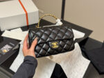 Chanel 23S Handle Mini Cf Oiled Lambskin Vintage Twist-Lock Handbag - Image 5