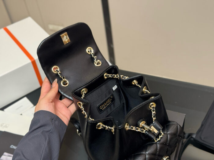 Chanel Duma Backpack Luxurious Lambskin Texture Can Be Worn As A Shoulder Bag, Backpack Or Carried By Hand - Image 4