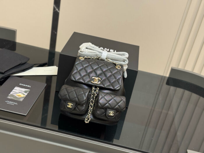 Chanel Duma Series 23P Black Gold Little Frog Backpack Can Be Worn As A Shoulder Bag Or Carried By Hand - Image 2