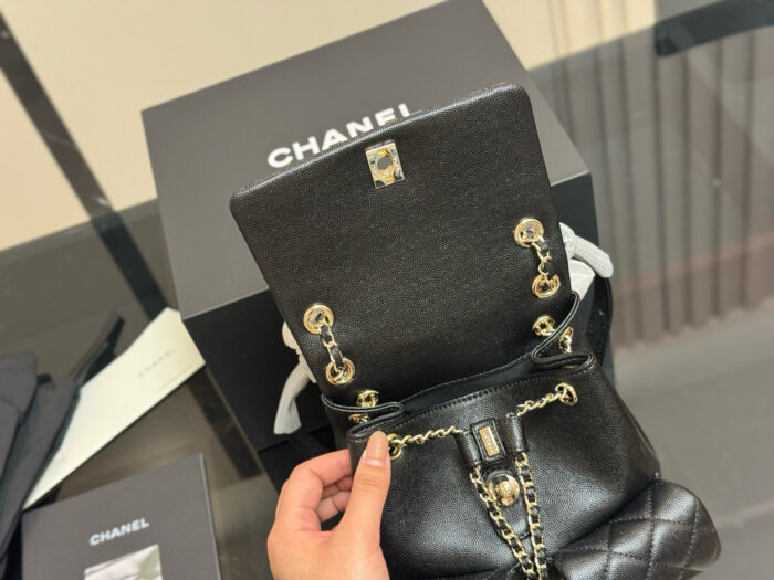 Chanel Duma Series 23P Black Gold Little Frog Backpack Can Be Worn As A Shoulder Bag Or Carried By Hand - Image 3