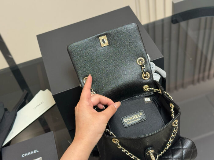 Chanel Duma Series 23P Black Gold Little Frog Backpack Can Be Worn As A Shoulder Bag Or Carried By Hand - Image 4