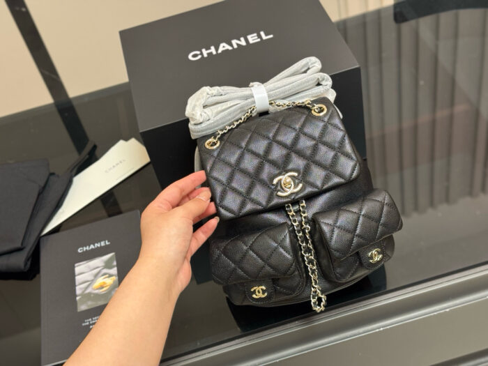 Chanel Duma Series 23P Black Gold Little Frog Backpack Can Be Worn As A Shoulder Bag Or Carried By Hand - Image 5