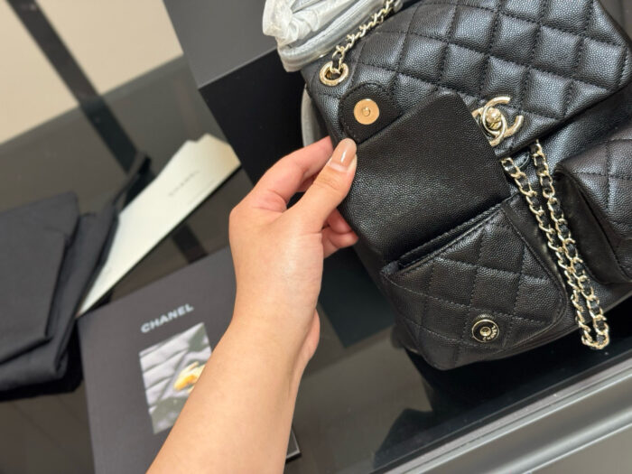 Chanel Duma Series 23P Black Gold Little Frog Backpack Can Be Worn As A Shoulder Bag Or Carried By Hand - Image 6