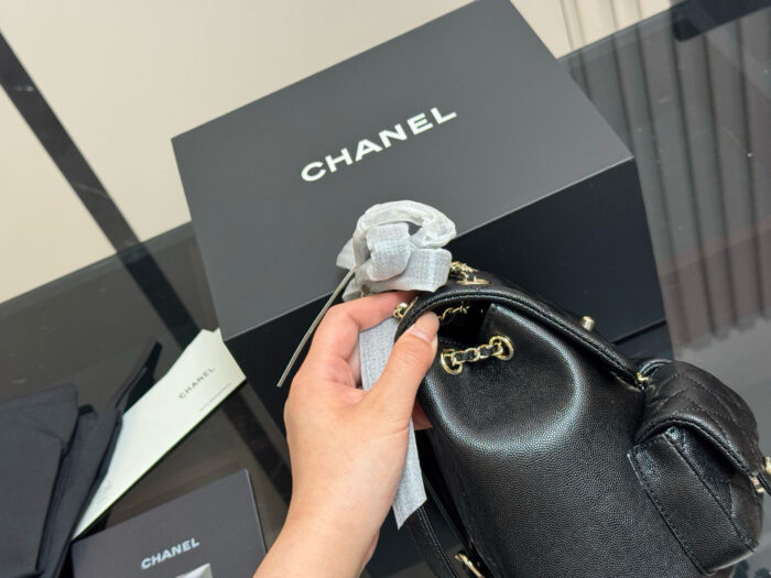 Chanel Duma Series 23P Black Gold Little Frog Backpack Can Be Worn As A Shoulder Bag Or Carried By Hand - Image 7