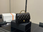Chanel 24B Black Gold Chain Handle Bag Twisted Chain Polished Oil-Waxed Lambskin Light Gold Hardware