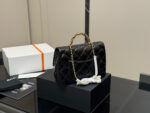 Chanel 24B Black Gold Chain Handle Bag Twisted Chain Polished Oil-Waxed Lambskin Light Gold Hardware - Image 8