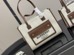Burberry Freya Canvas Tote Bag Retro College Style Pink - Image 3
