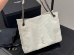 Yves Saint Laurent Niki Shopping Bag Crumpled Oil-Waxed Cowhide Tote - Image 5