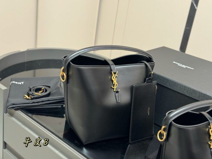 Yves Saint Laurent Le37 Calfskin Bucket Bag - Handheld, Shoulder, Multiple Carry Options - Image 2