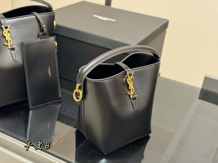 Yves Saint Laurent Le37 Calfskin Bucket Bag - Handheld, Shoulder, Multiple Carry Options - Image 6