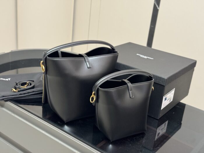 Yves Saint Laurent Le37 Calfskin Bucket Bag - Handheld, Shoulder, Multiple Carry Options - Image 8