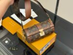 Louis Vuitton Monogram Papillon Trunk Cylindrical Flap Lock Clasp Bag With Wide Shoulder Strap And Chain, Large Capacity - Image 5