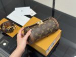 Louis Vuitton Monogram Papillon Trunk Cylindrical Flap Lock Clasp Bag With Wide Shoulder Strap And Chain, Large Capacity - Image 9
