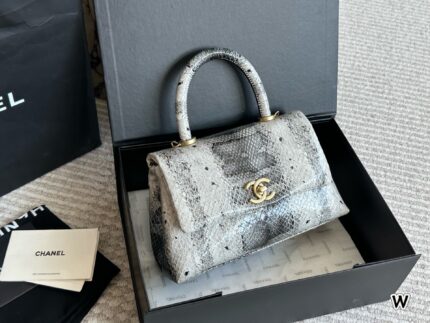 Chanel 23P Coco Handle Snake-Patterned Handbag Wear-Resistant