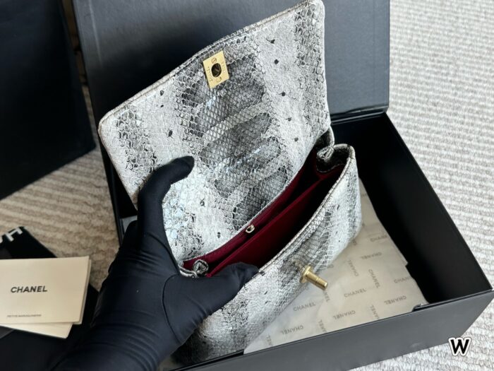 Chanel 23P Coco Handle Snake-Patterned Handbag Wear-Resistant - Image 9