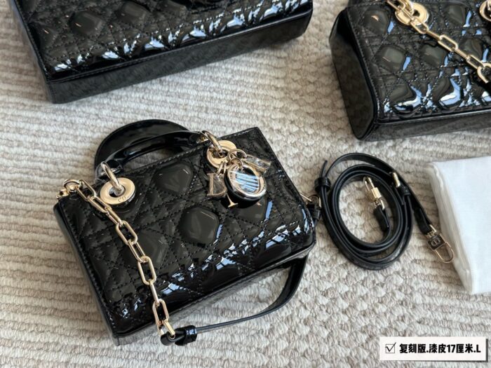 Dior D-Joy Patent Leather Diamond Quilted Handbag - Multiple Carry Options - New Arrival - Image 6