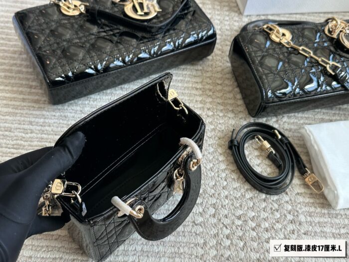 Dior D-Joy Patent Leather Diamond Quilted Handbag - Multiple Carry Options - New Arrival - Image 8