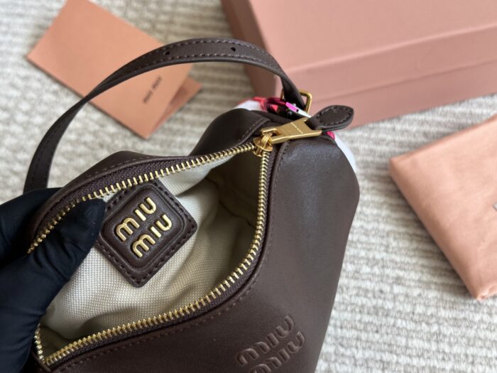 Miu Miu Distressed Nappa Leather Mini Cylinder Pencil Case Bag With Charm - Image 9
