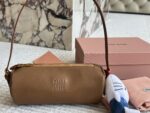 Miu Miu Distressed Nappa Leather Mini Cylinder Pencil Case Bag With Charm - Image 11