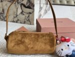 Miu Miu Distressed Nappa Leather Mini Cylinder Pencil Case Bag With Charm - Image 14