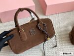 Miu Miu Bowling Bag/Briefcase Can Be Handheld Or Crossbody Ample Capacity Satin-Finish Leather - Image 2
