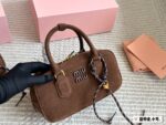 Miu Miu Bowling Bag/Briefcase Can Be Handheld Or Crossbody Ample Capacity Satin-Finish Leather - Image 3