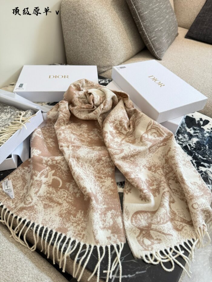 Dior Sauvage Juy Print Scarf Cashmere And Wool Blend Fringe Detailing - Image 1