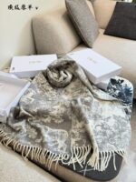 Dior Sauvage Juy Print Scarf Cashmere And Wool Blend Fringe Detailing - Image 3