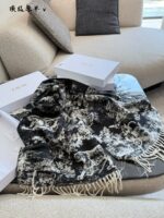 Dior Sauvage Juy Print Scarf Cashmere And Wool Blend Fringe Detailing - Image 7