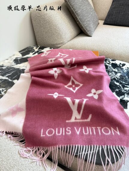 Louis Vuitton Chip Edition Cashmere Scarf - Withered Rose Gradient Reversible Versatility