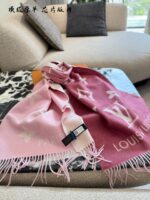 Louis Vuitton Chip Edition Cashmere Scarf - Withered Rose Gradient Reversible Versatility - Image 7