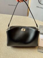 Balenciaga Classic Black Metallic Logo Handbag/Crossbody Soft Yet Structured Leather, Generous Capacity, Adjustable Shoulder Strap
