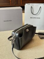 Balenciaga Classic Black Metallic Logo Handbag/Crossbody Soft Yet Structured Leather, Generous Capacity, Adjustable Shoulder Strap - Image 4