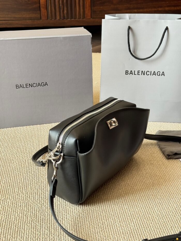 Balenciaga Classic Black Metallic Logo Handbag/Crossbody Soft Yet Structured Leather, Generous Capacity, Adjustable Shoulder Strap - Image 4