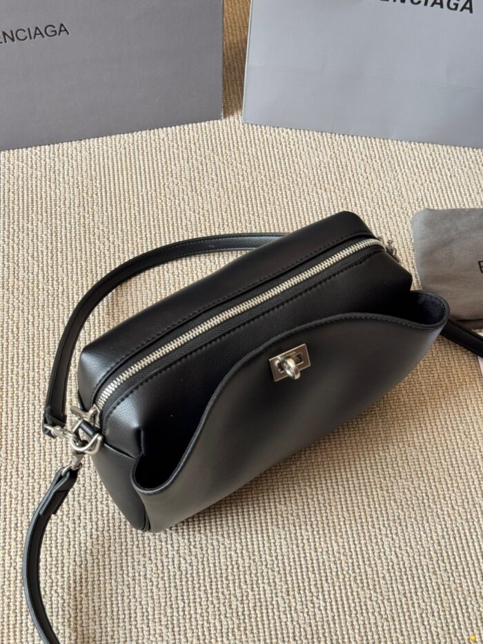 Balenciaga Classic Black Metallic Logo Handbag/Crossbody Soft Yet Structured Leather, Generous Capacity, Adjustable Shoulder Strap - Image 5