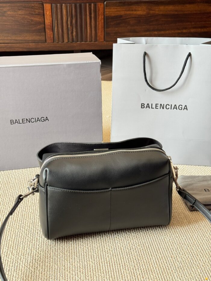 Balenciaga Classic Black Metallic Logo Handbag/Crossbody Soft Yet Structured Leather, Generous Capacity, Adjustable Shoulder Strap - Image 6