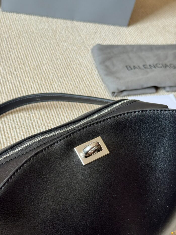 Balenciaga Classic Black Metallic Logo Handbag/Crossbody Soft Yet Structured Leather, Generous Capacity, Adjustable Shoulder Strap - Image 8