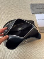 Balenciaga Classic Black Metallic Logo Handbag/Crossbody Soft Yet Structured Leather, Generous Capacity, Adjustable Shoulder Strap - Image 9